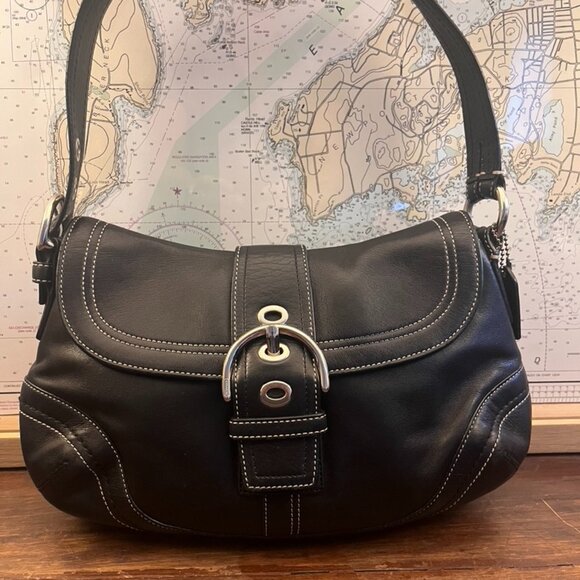 Vintage Y2K Coach Black Leather Soho Shoulder Bag - Picture 1 of 16